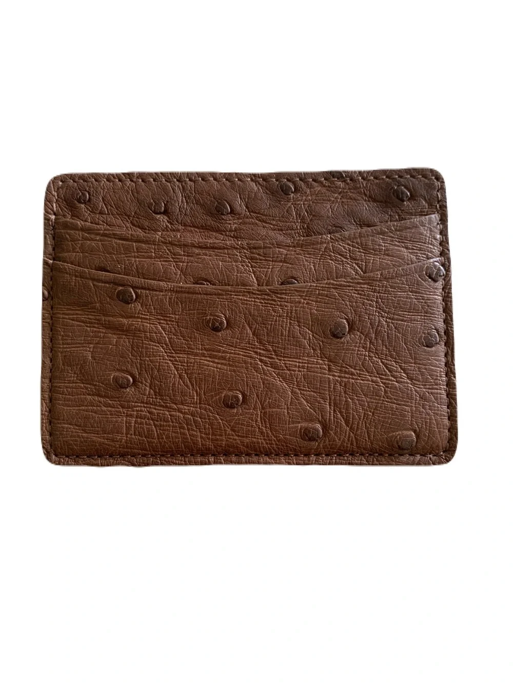 Men's Brown Genuine Ostrich Skin Textured Sports Money Clip Card Holder Exotic